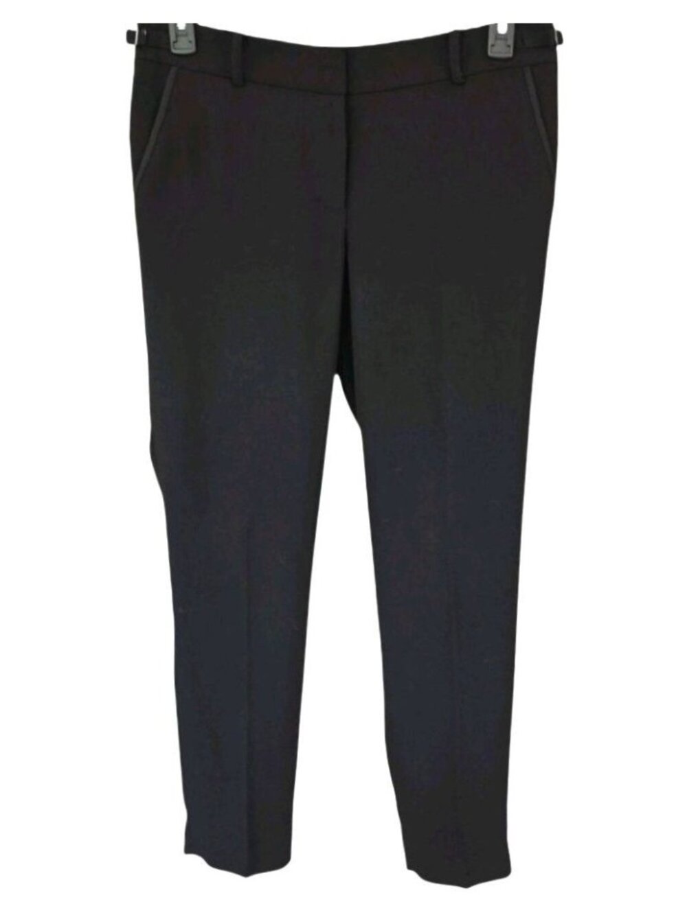 Ann Taylor Tab Waist Ankle Pants Women's 8 Black Crepe Career Casual Trousers